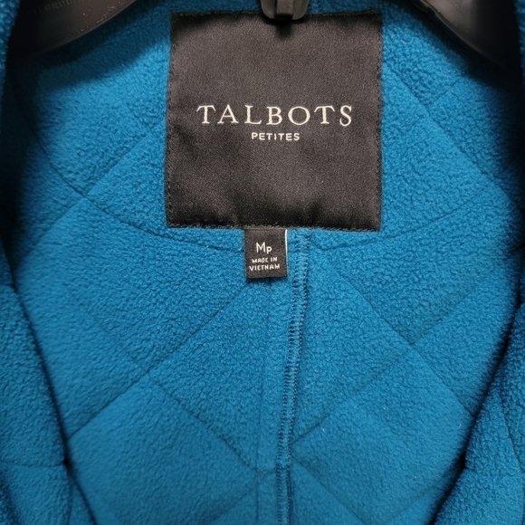 Talbots Women's Teal Blue Quilted Fleece Lined Winter Vest Medium Petite MP - Picture 3 of 4